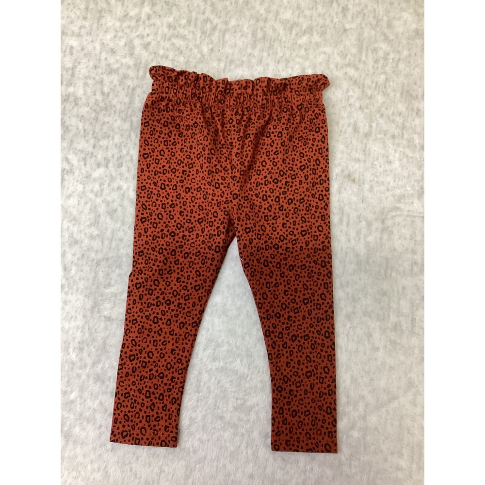 Cat & Jack Baby Girls Rust Orange Leopard Animal Print Paperbag Waist Leggings